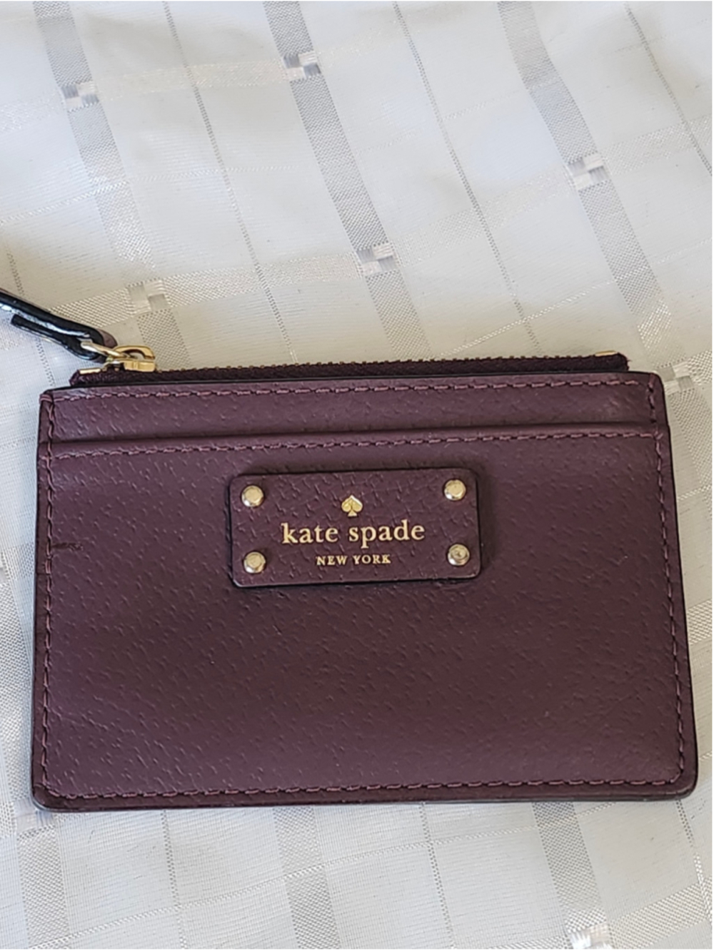 Women's Kate Spade Purple Leather Card Case Wallet One Size
